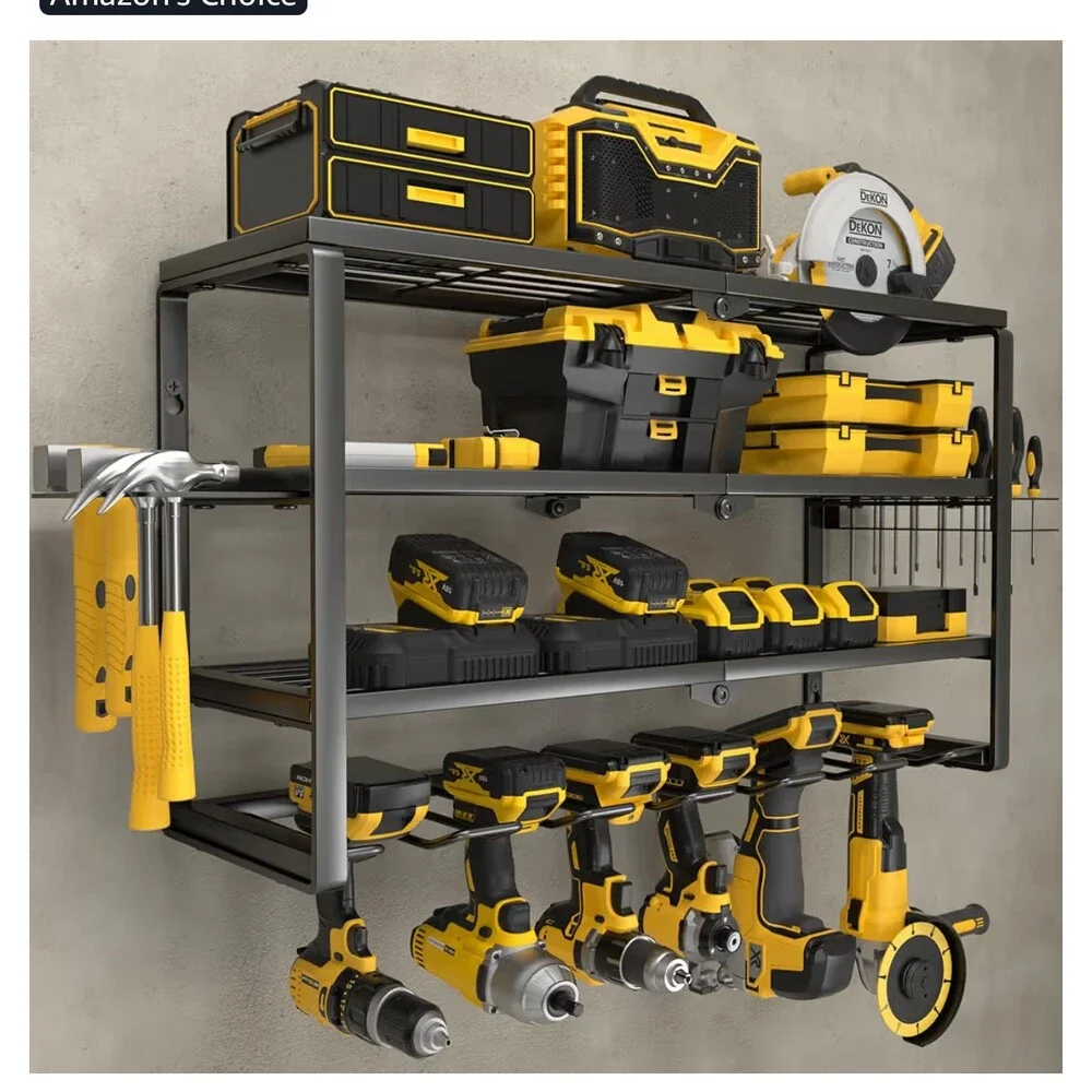 YYR 4 Layer Power Tool Organizer Wall Mount, Cordless Drill Hanger Storage Rack,